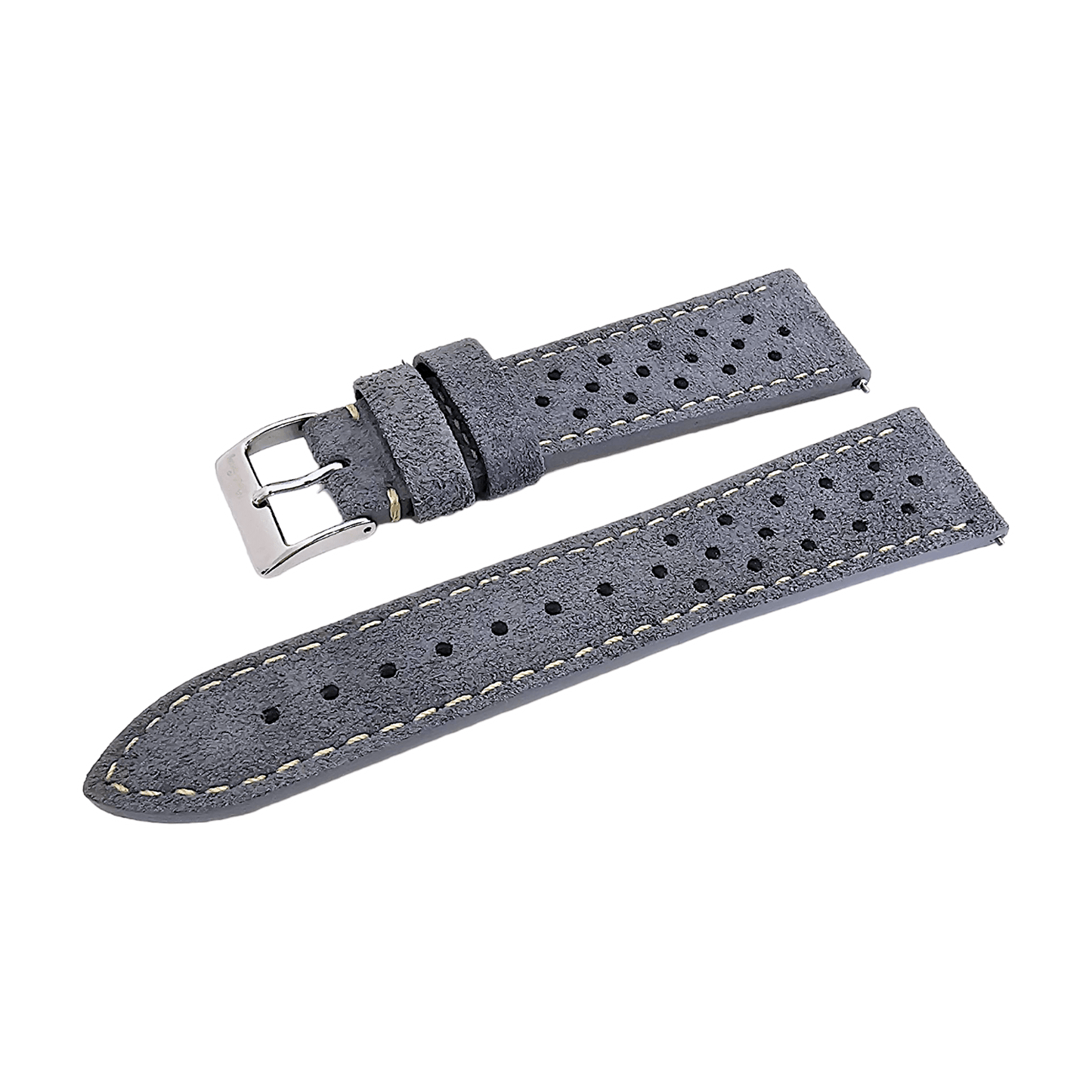Italian Suede Leather Rally Strap Slate Grey 20mm 22mm - Wrist Envy