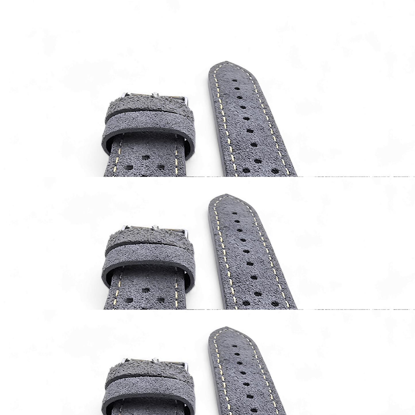 Italian Suede Leather Rally Strap Slate Grey 20mm 22mm - Wrist Envy