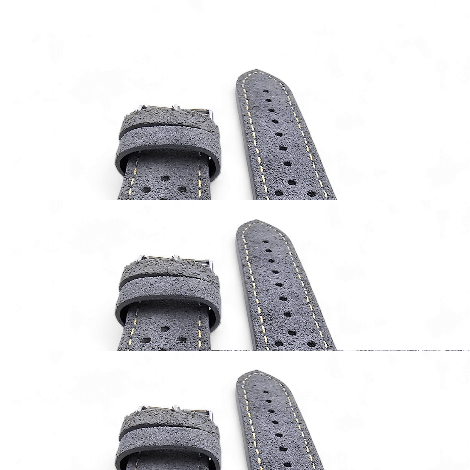 Italian Suede Leather Rally Strap Slate Grey 20mm 22mm - Wrist Envy