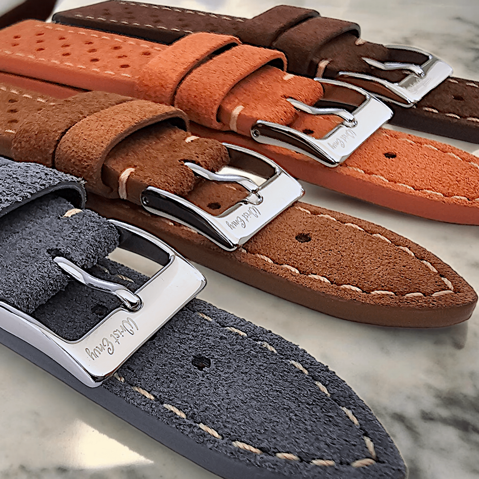 Italian Suede Leather Rally Strap Suede Terracotta Orange 20mm 22mm - Wrist Envy