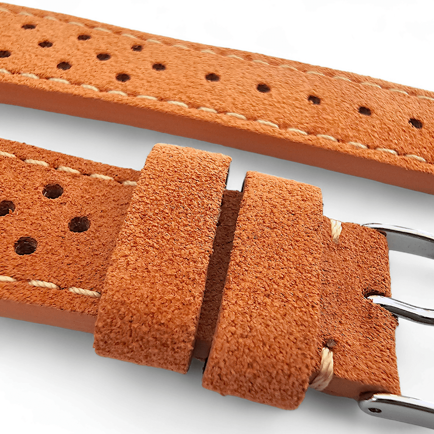 Italian Suede Leather Rally Strap Suede Terracotta Orange 20mm 22mm - Wrist Envy