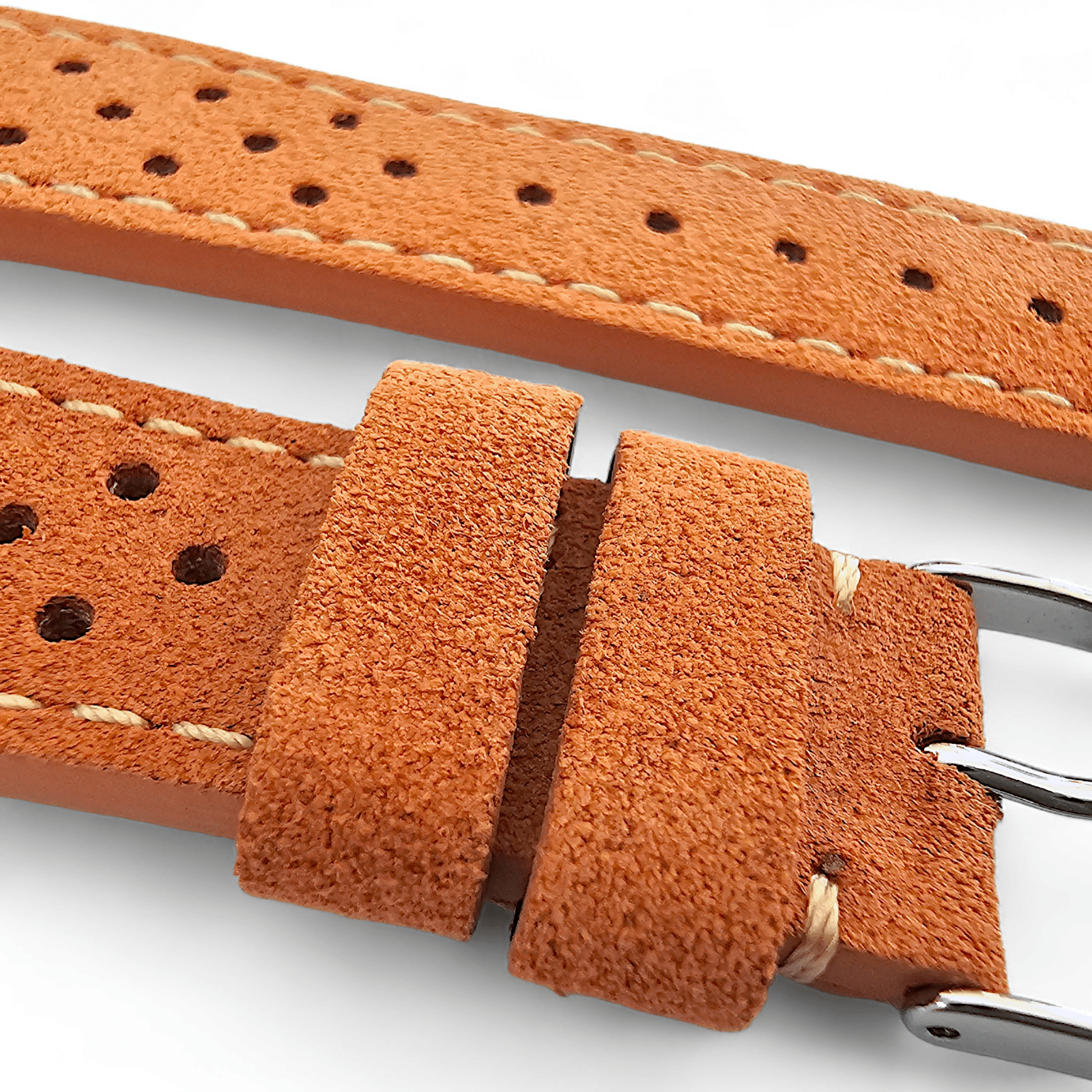 Italian Suede Leather Rally Strap Suede Terracotta Orange 20mm 22mm - Wrist Envy