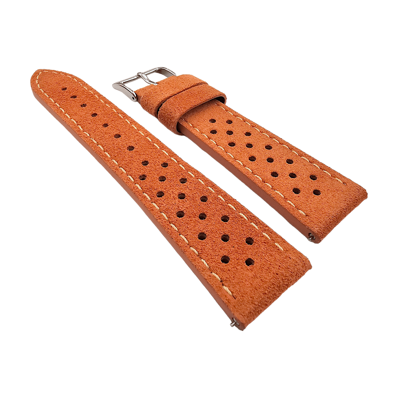 Italian Suede Leather Rally Strap Suede Terracotta Orange 20mm 22mm - Wrist Envy
