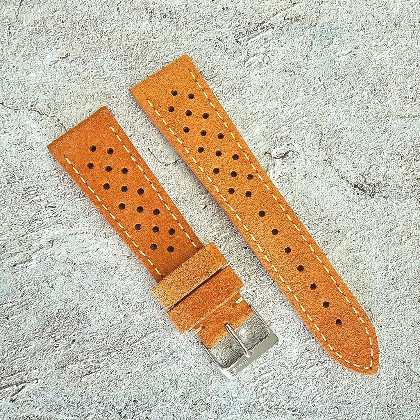 Italian Suede Leather Rally Strap Suede Terracotta Orange 20mm 22mm - Wrist Envy