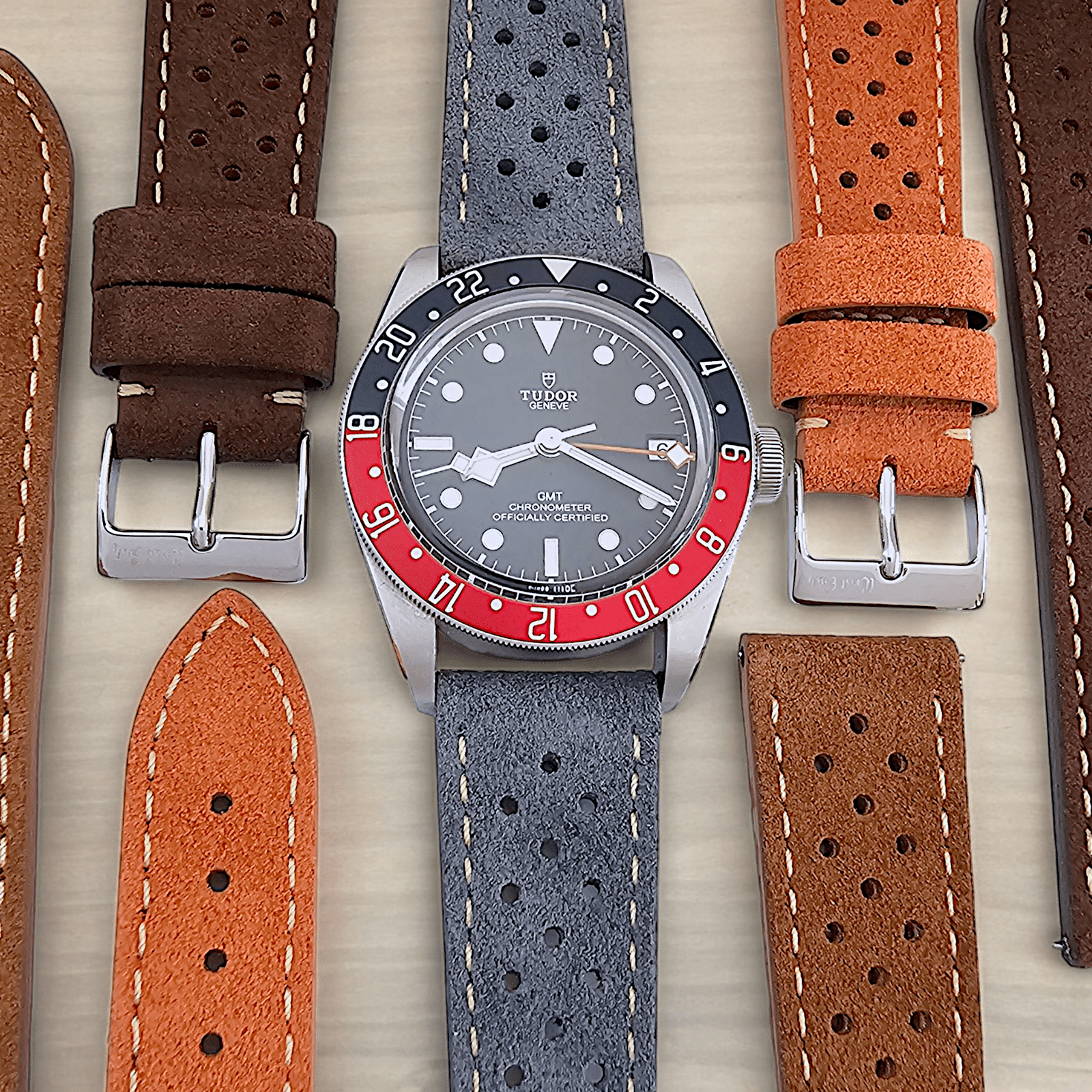 Italian Suede Leather Rally Strap Suede Terracotta Orange 20mm 22mm - Wrist Envy