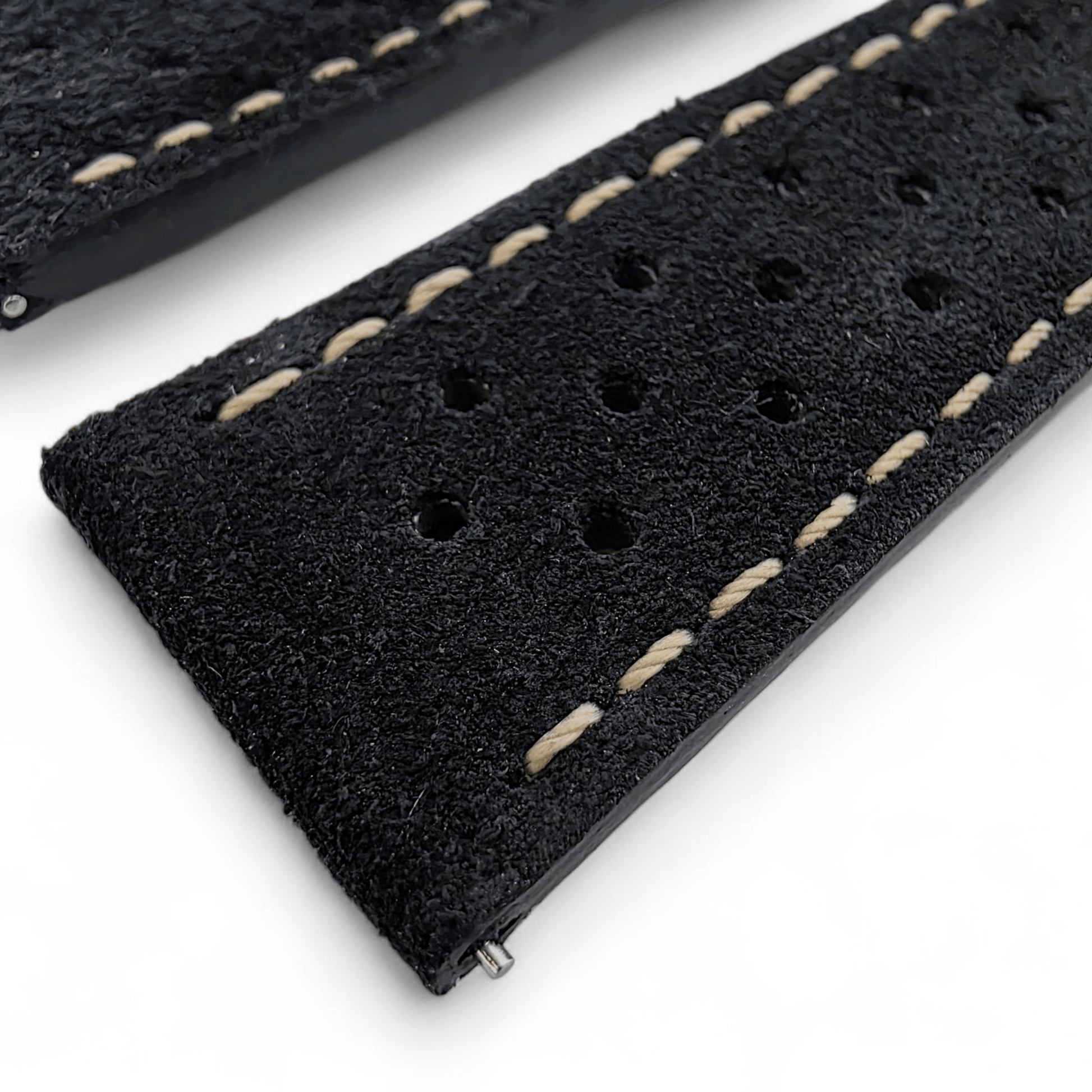 Italian Suede Rally Watch Strap 20mm 22mm Black - Wrist Envy