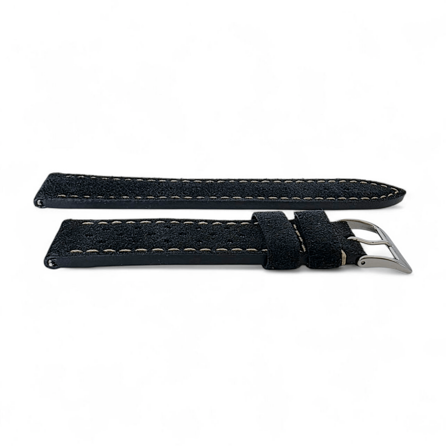 Italian Suede Rally Watch Strap 20mm 22mm Black - Wrist Envy