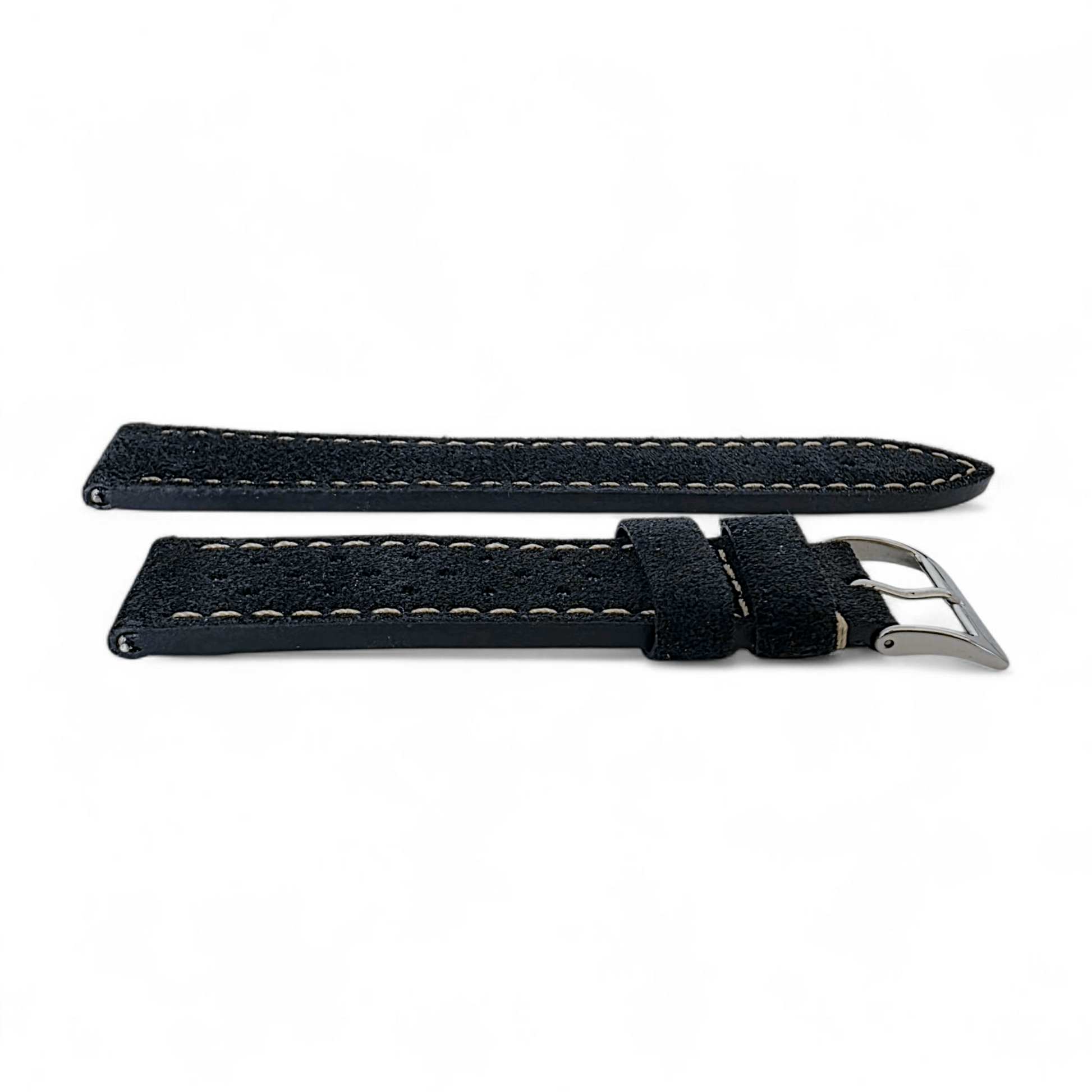 Italian Suede Rally Watch Strap 20mm 22mm Black - Wrist Envy