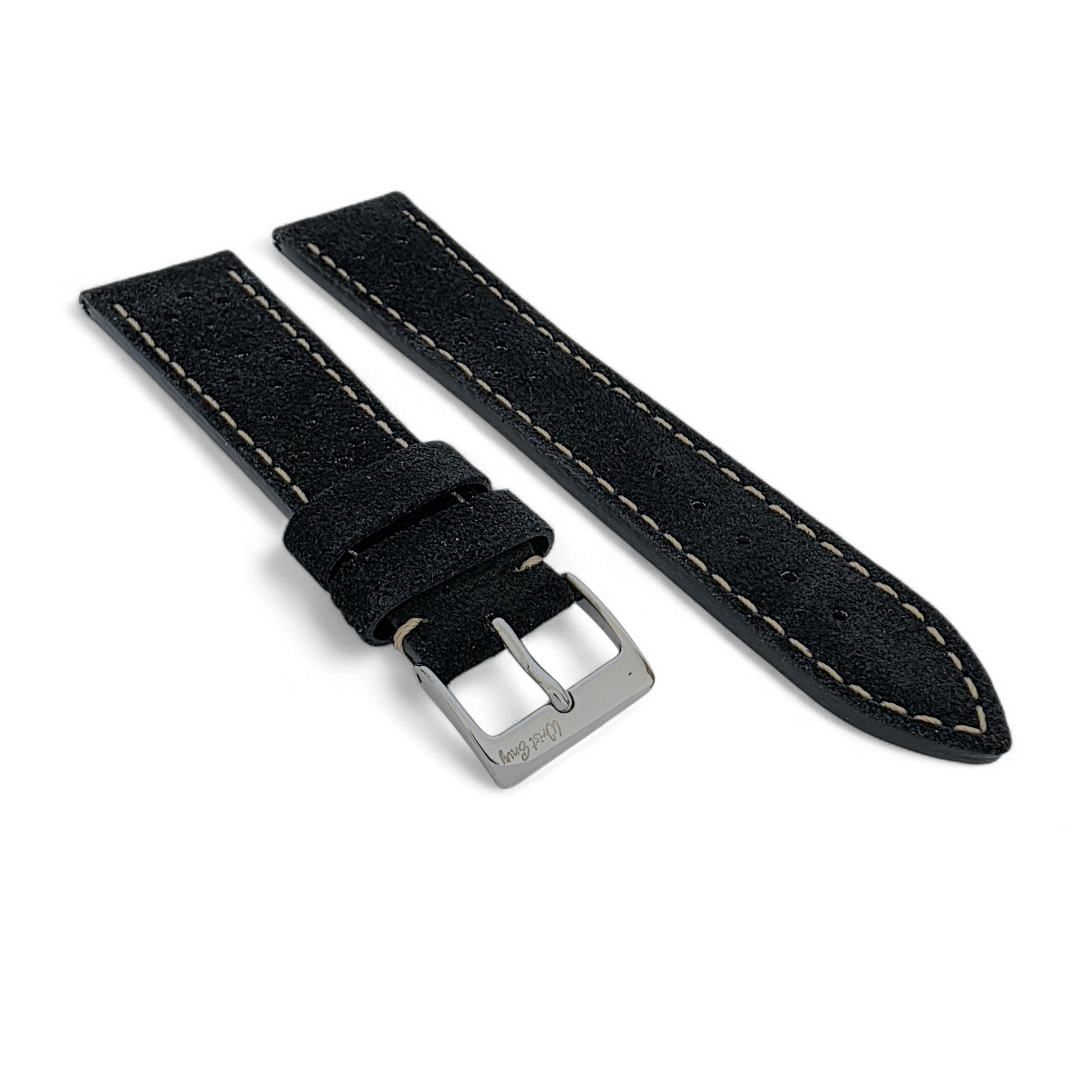 Italian Suede Rally Watch Strap 20mm 22mm Black - Wrist Envy