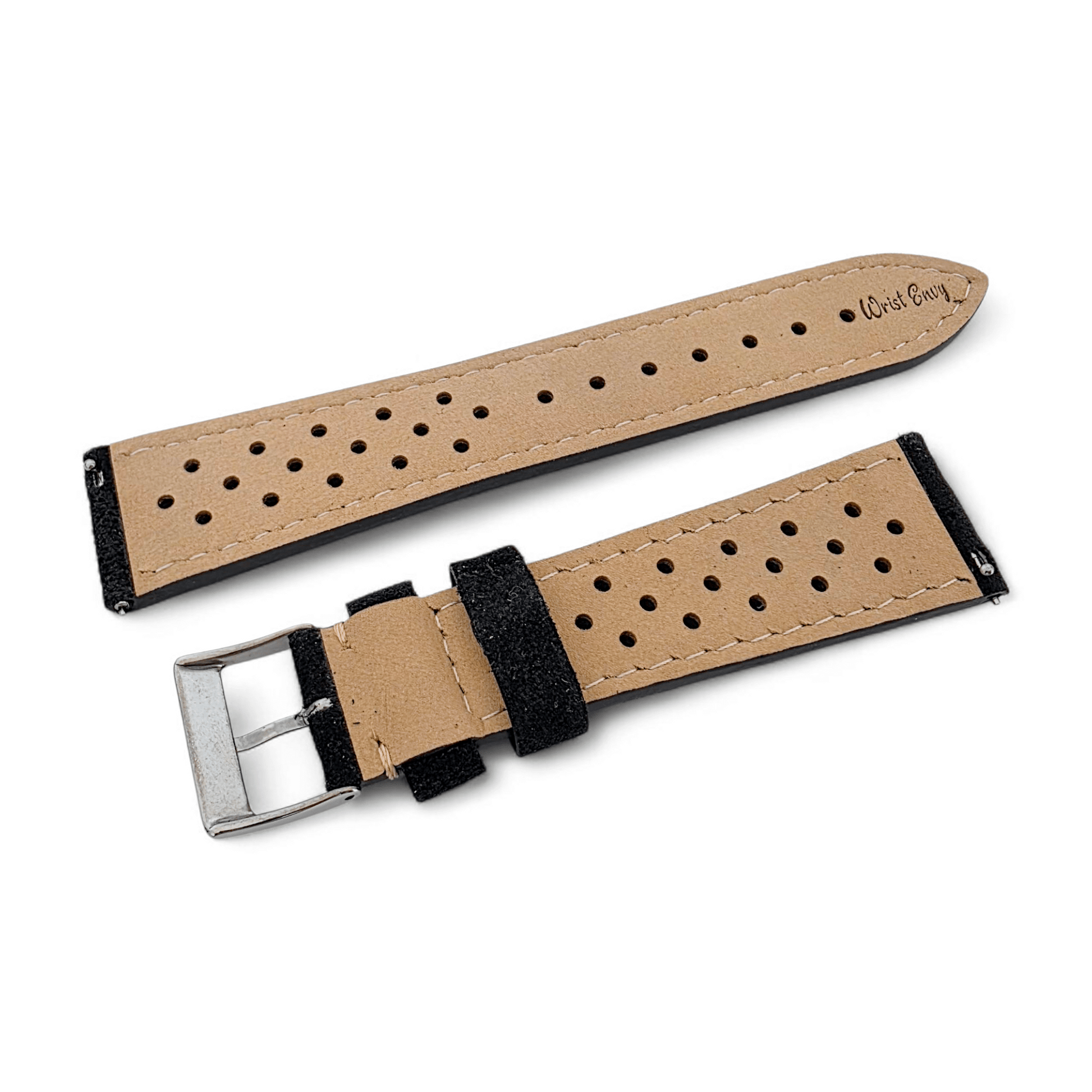 Italian Suede Rally Watch Strap 20mm 22mm Black - Wrist Envy