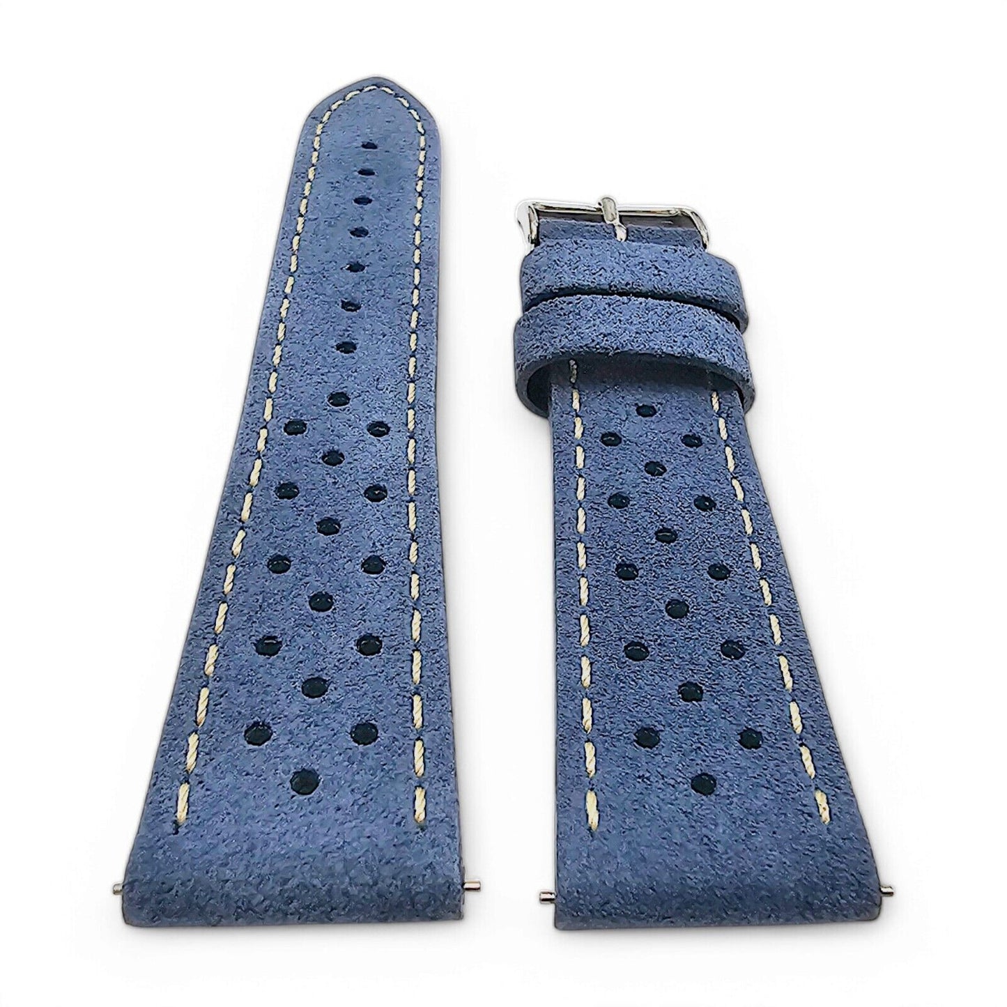 Italian Suede Rally Watch Strap 20mm 22mm Cobalt Blue - Wrist Envy