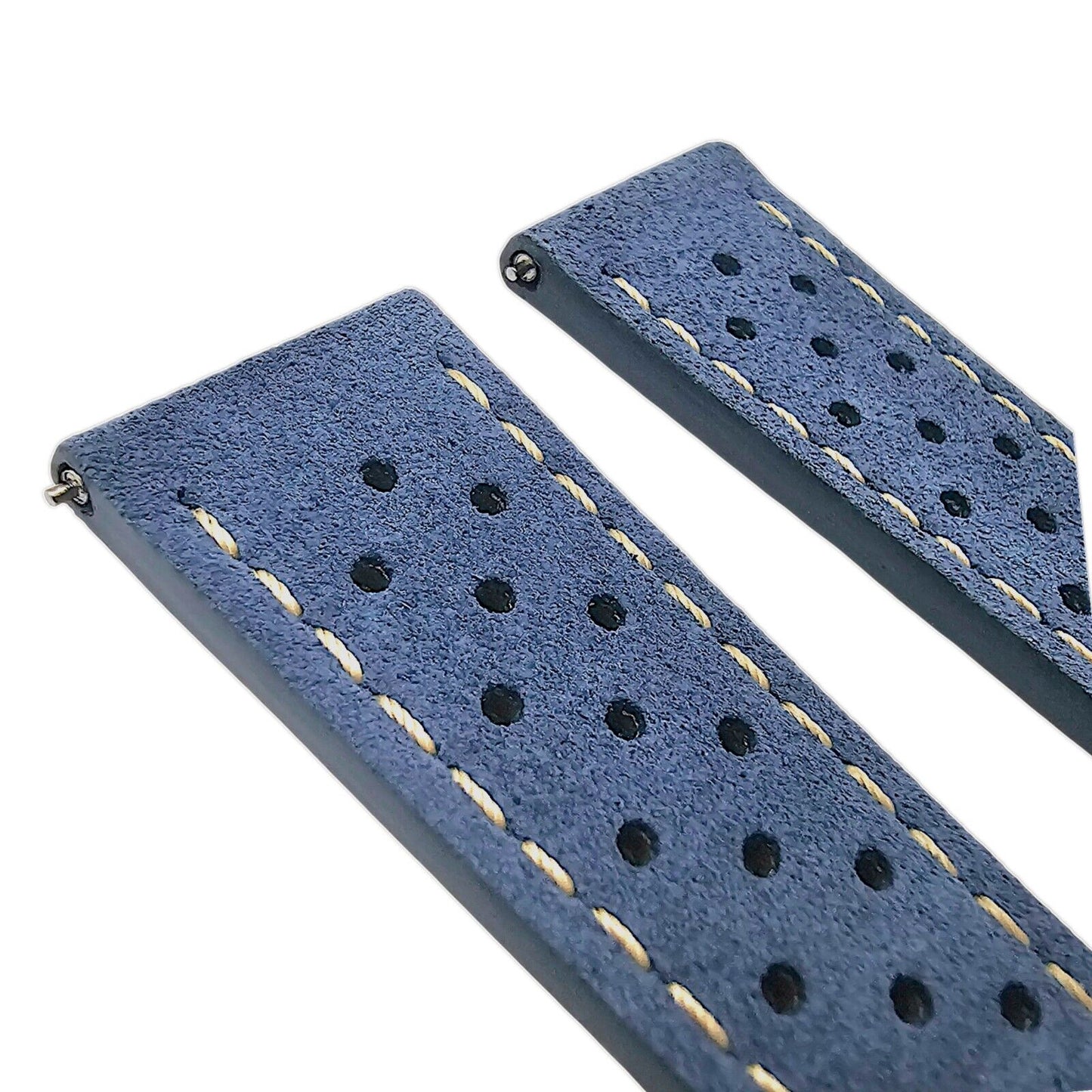Italian Suede Rally Watch Strap 20mm 22mm Cobalt Blue - Wrist Envy