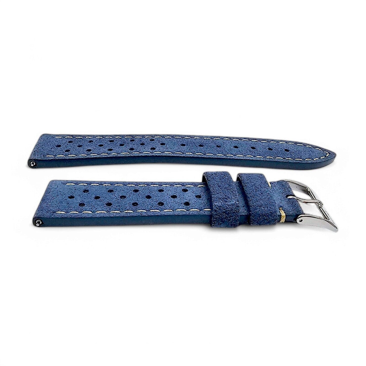 Italian Suede Rally Watch Strap 20mm 22mm Cobalt Blue - Wrist Envy