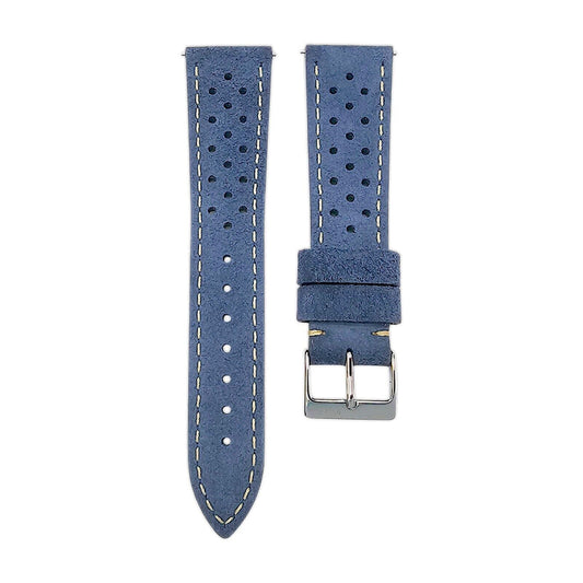 Italian Suede Rally Watch Strap 20mm 22mm Cobalt Blue - Wrist Envy