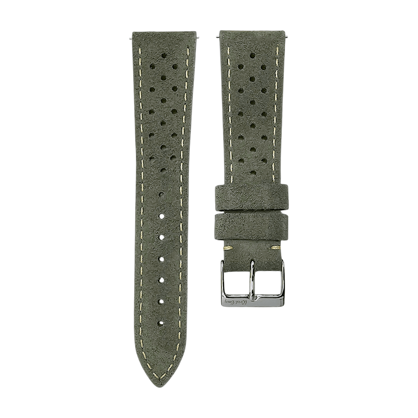 Italian Suede Rally Watch Strap 20mm 22mm Mens Olive Green - Wrist Envy