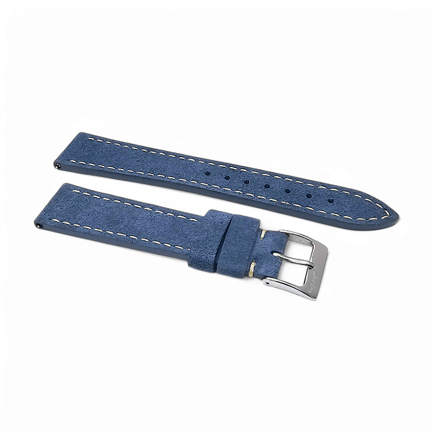 Italian Suede Watch Strap 20mm 22mm Cobalt Blue - Wrist Envy