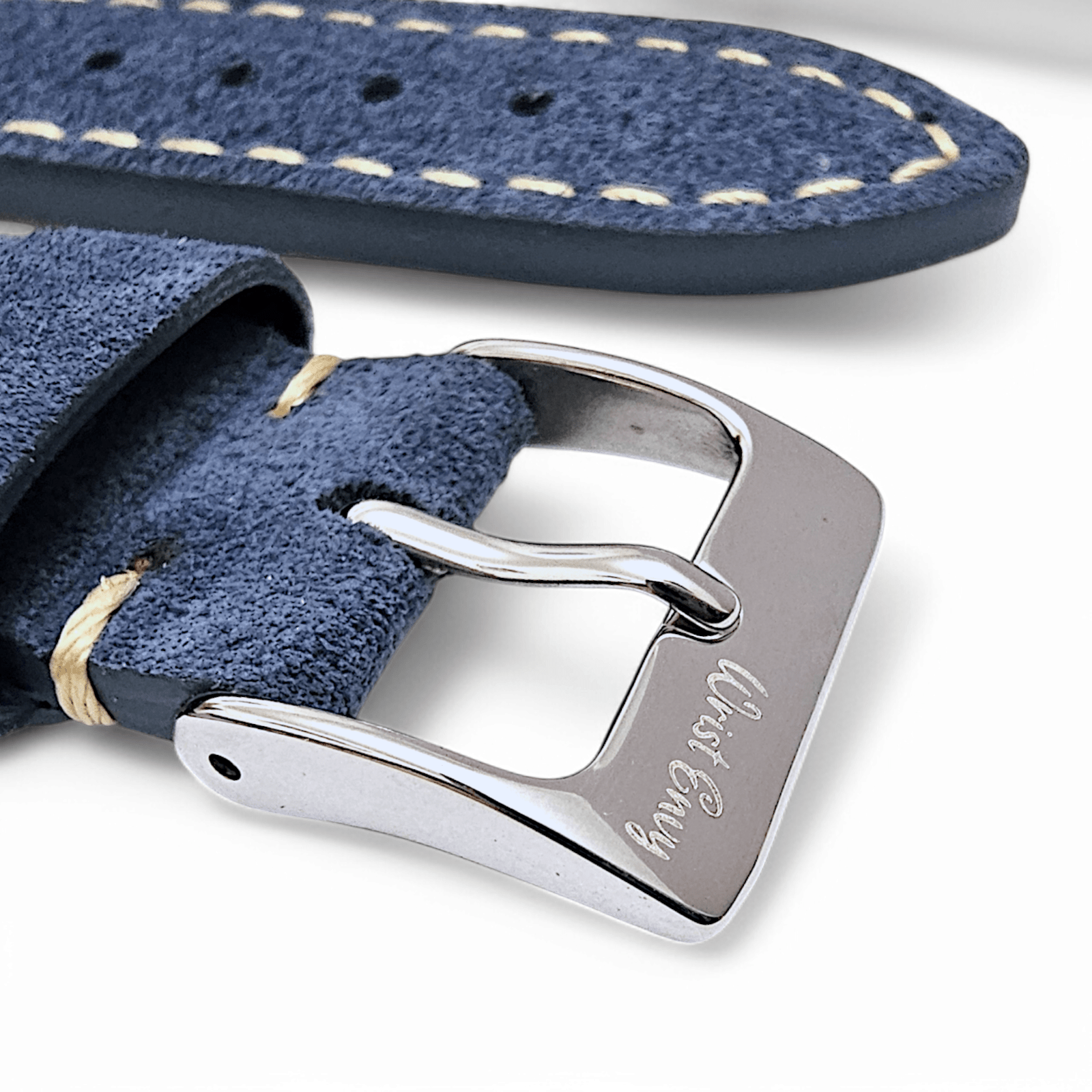 Italian Suede Watch Strap 20mm 22mm Cobalt Blue - Wrist Envy