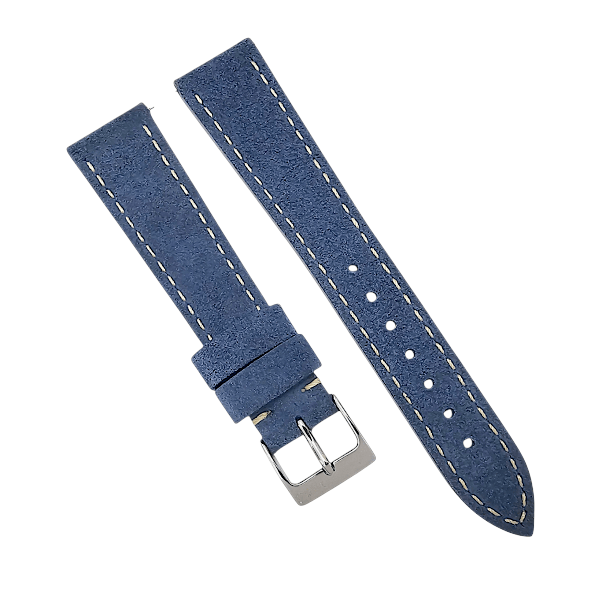 Italian Suede Watch Strap 20mm 22mm Cobalt Blue - Wrist Envy