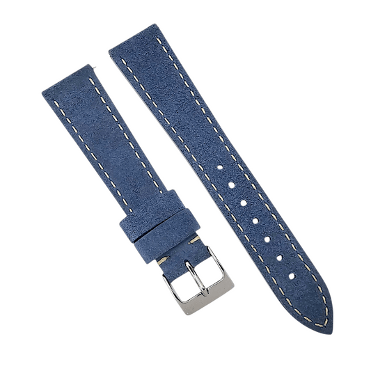 Italian Suede Watch Strap 20mm 22mm Cobalt Blue - Wrist Envy