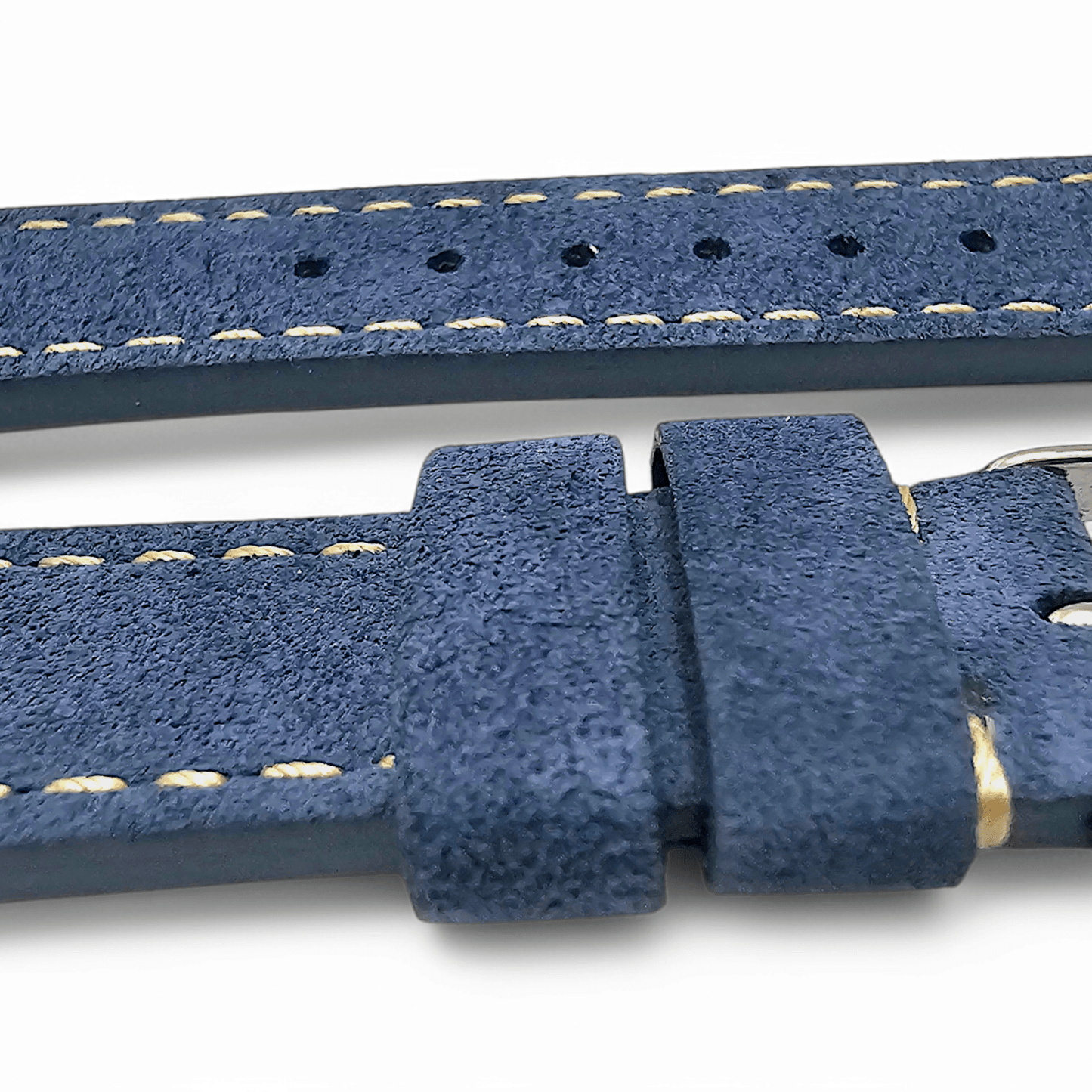 Italian Suede Watch Strap 20mm 22mm Cobalt Blue - Wrist Envy