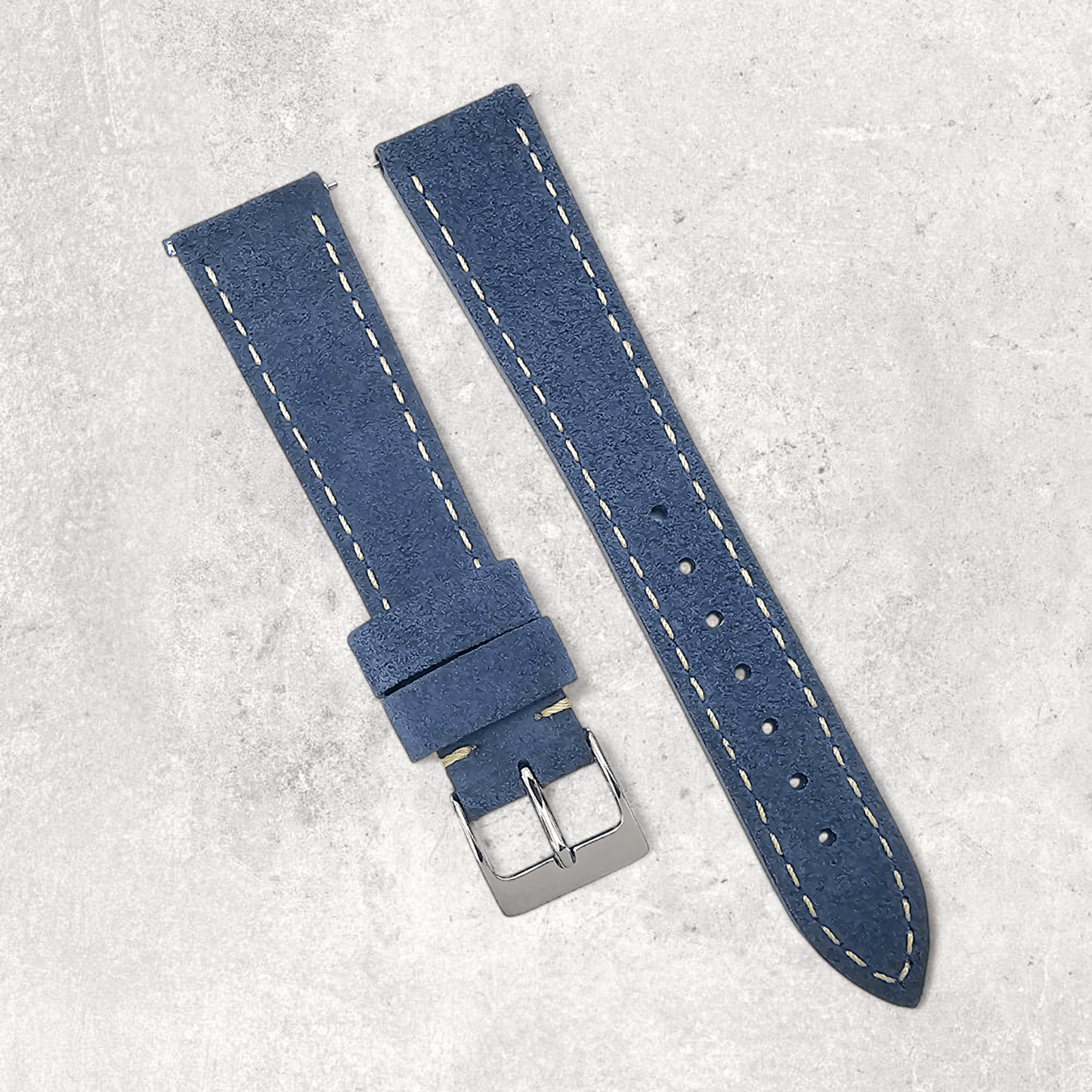 Italian Suede Watch Strap 20mm 22mm Cobalt Blue - Wrist Envy
