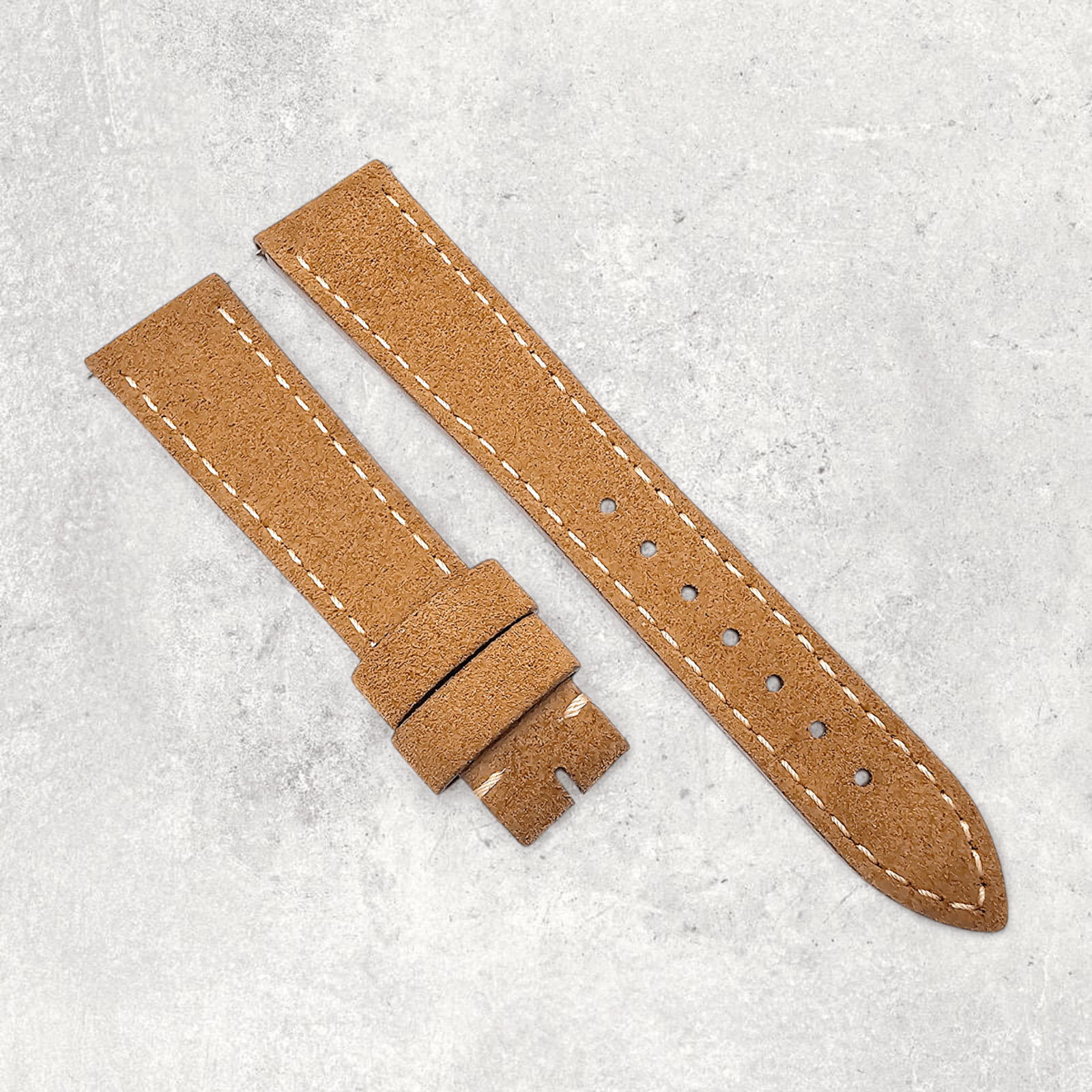 Italian Suede Watch Strap 20mm 22mm Light Brown - Wrist Envy