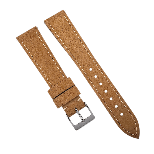Italian Suede Watch Strap 20mm 22mm Light Brown - Wrist Envy