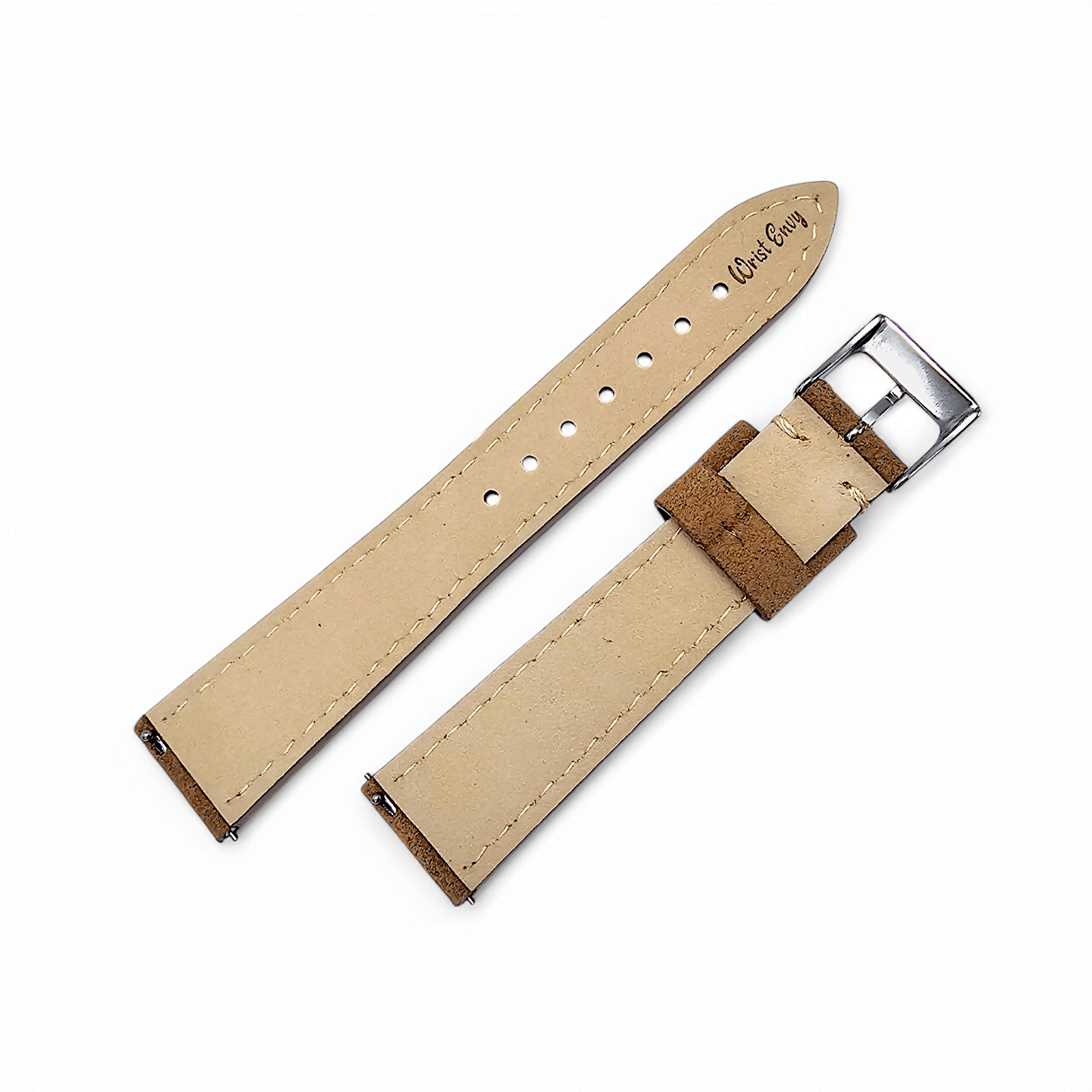 Italian Suede Watch Strap 20mm 22mm Light Brown - Wrist Envy