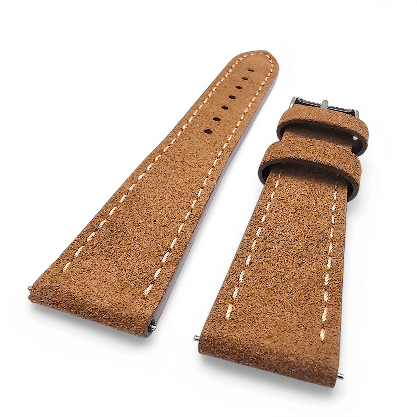 Italian Suede Watch Strap 20mm 22mm Light Brown - Wrist Envy