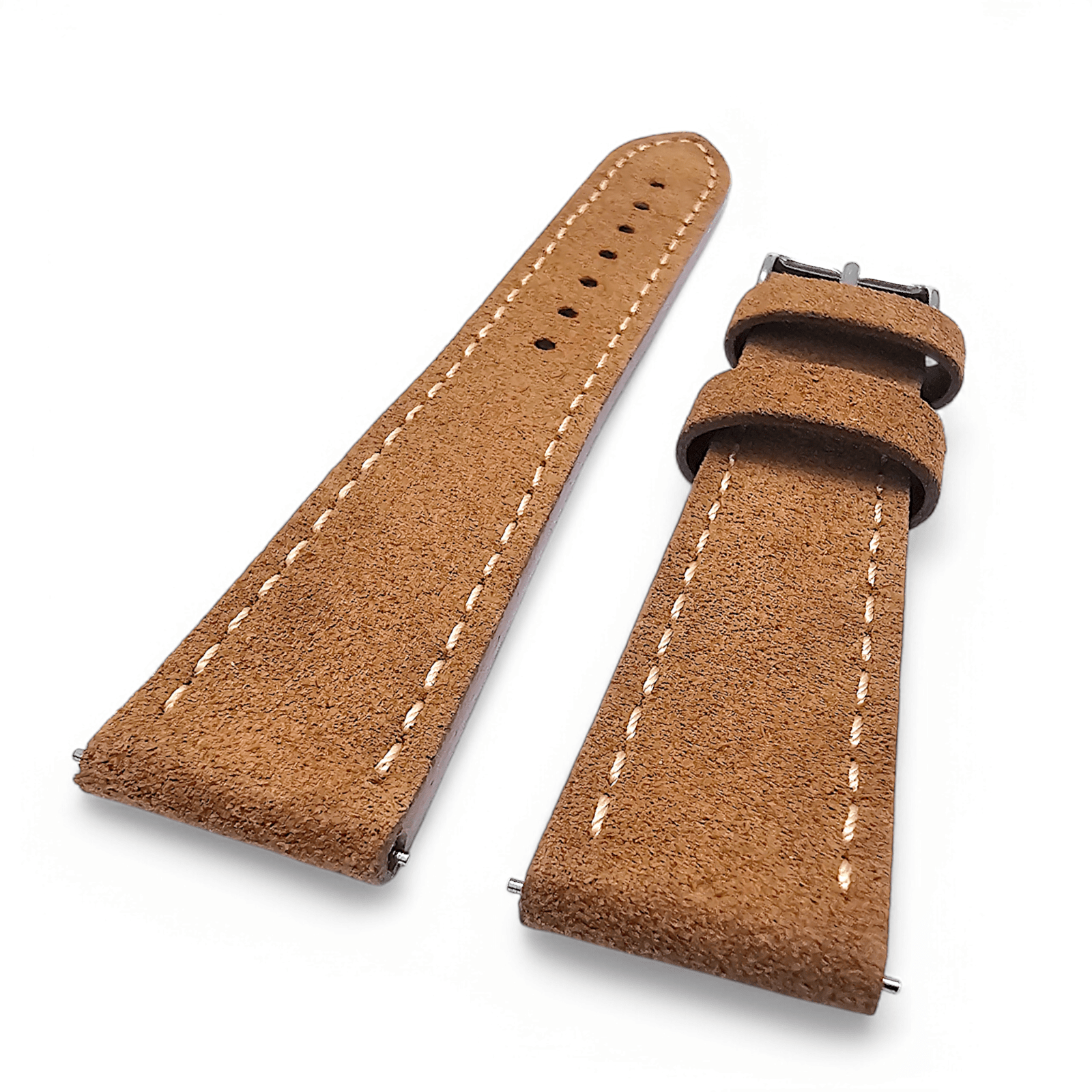 Italian Suede Watch Strap 20mm 22mm Light Brown - Wrist Envy