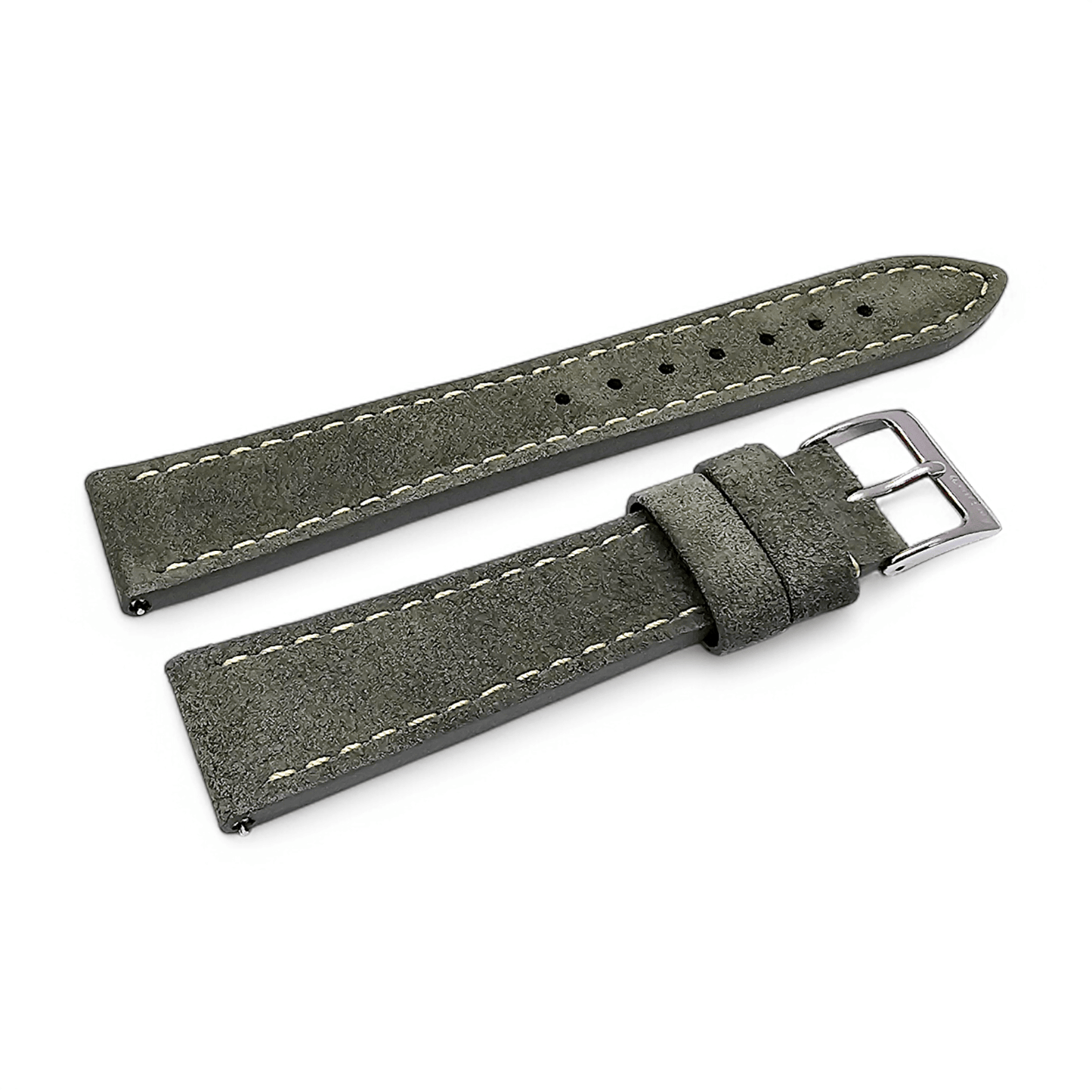 Italian Suede Watch Strap 20mm 22mm Olive Green - Wrist Envy