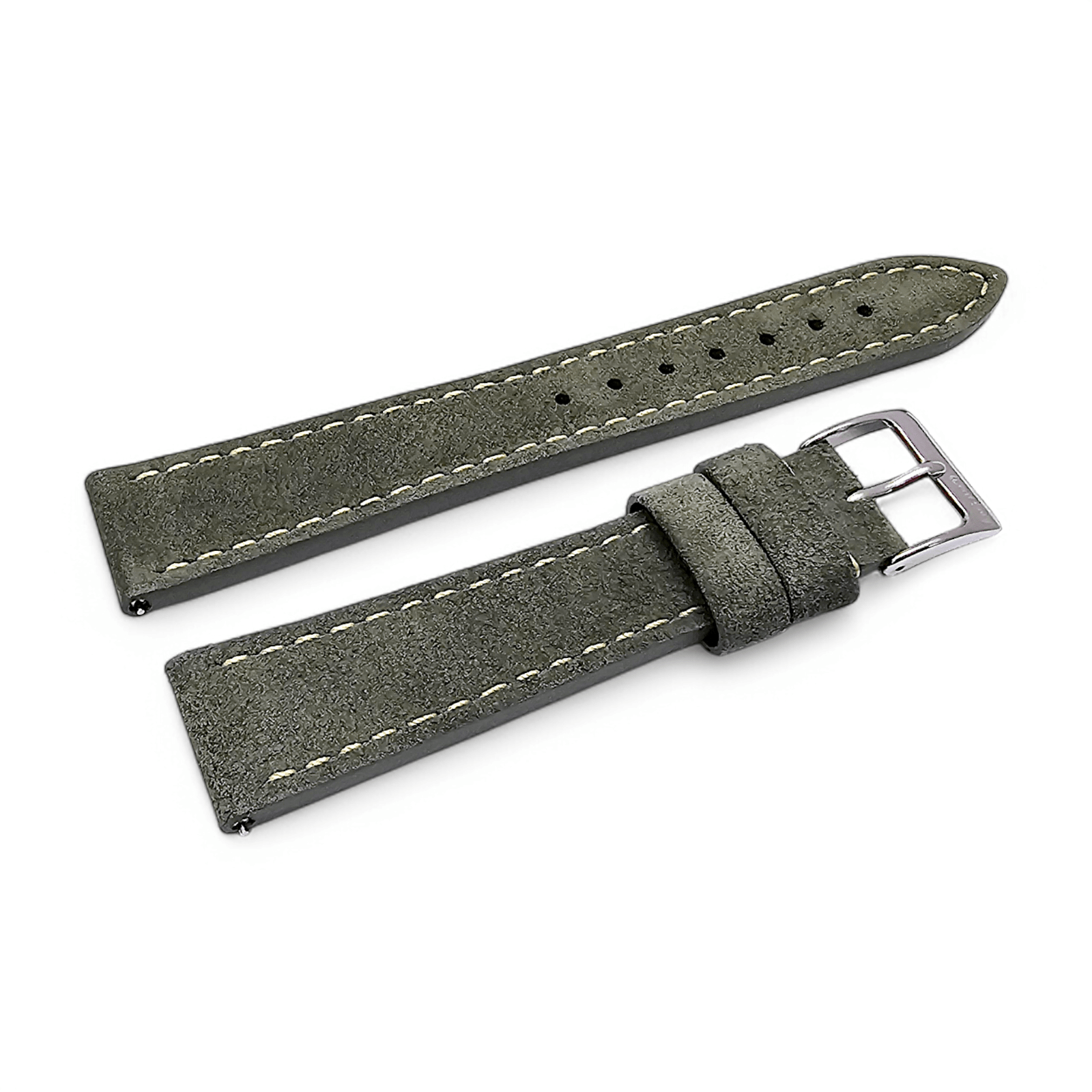 Italian Suede Watch Strap 20mm 22mm Olive Green - Wrist Envy