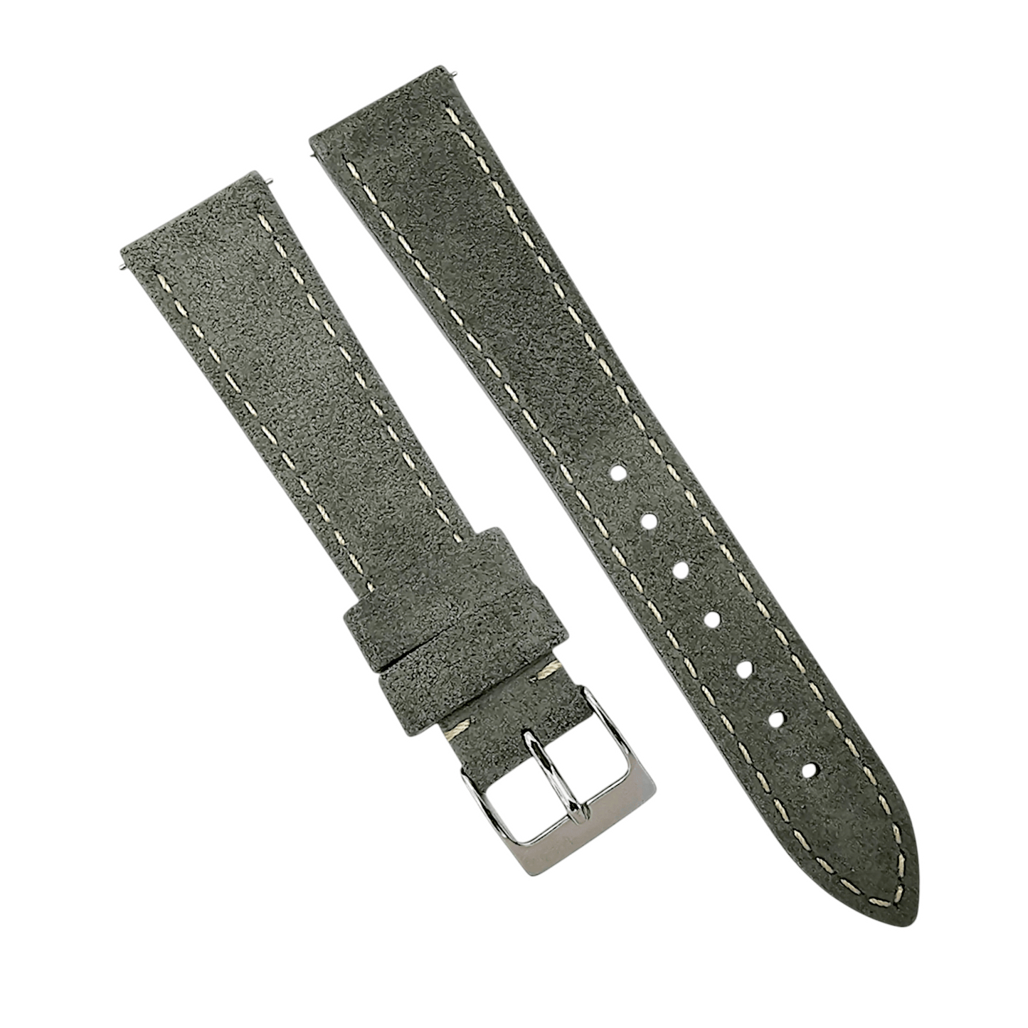 Italian Suede Watch Strap 20mm 22mm Olive Green - Wrist Envy
