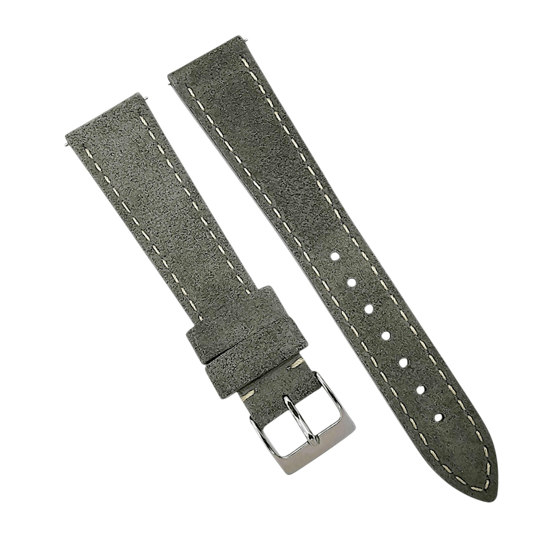 Italian Suede Watch Strap 20mm 22mm Olive Green - Wrist Envy