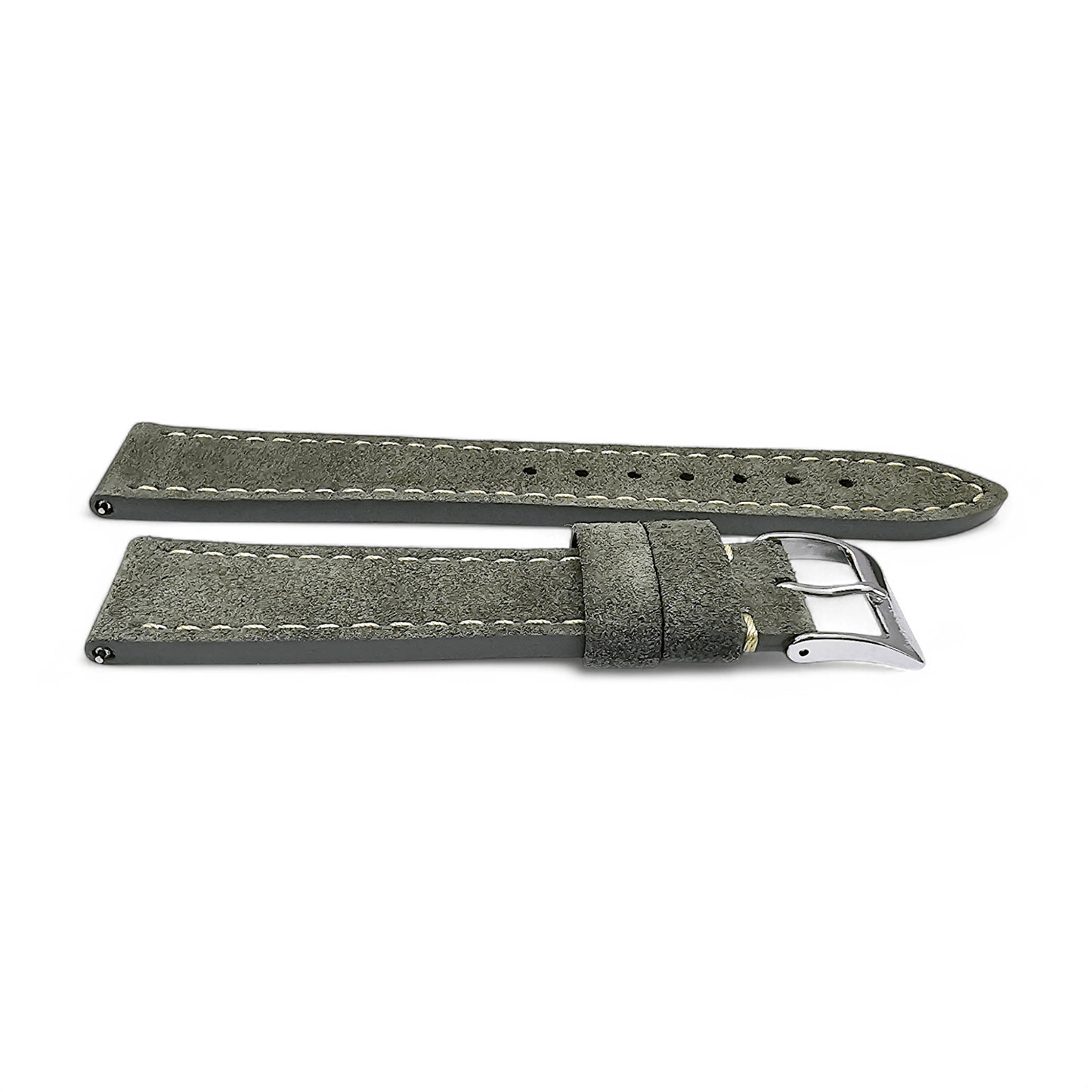 Italian Suede Watch Strap 20mm 22mm Olive Green - Wrist Envy