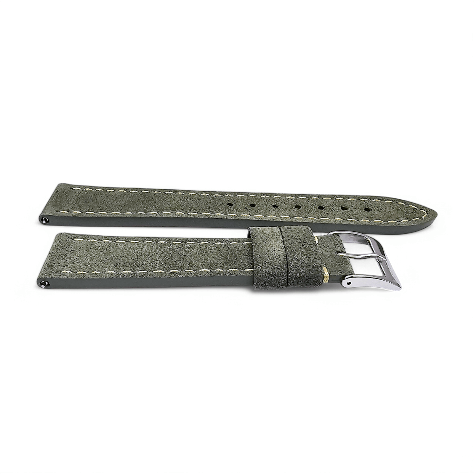 Italian Suede Watch Strap 20mm 22mm Olive Green - Wrist Envy