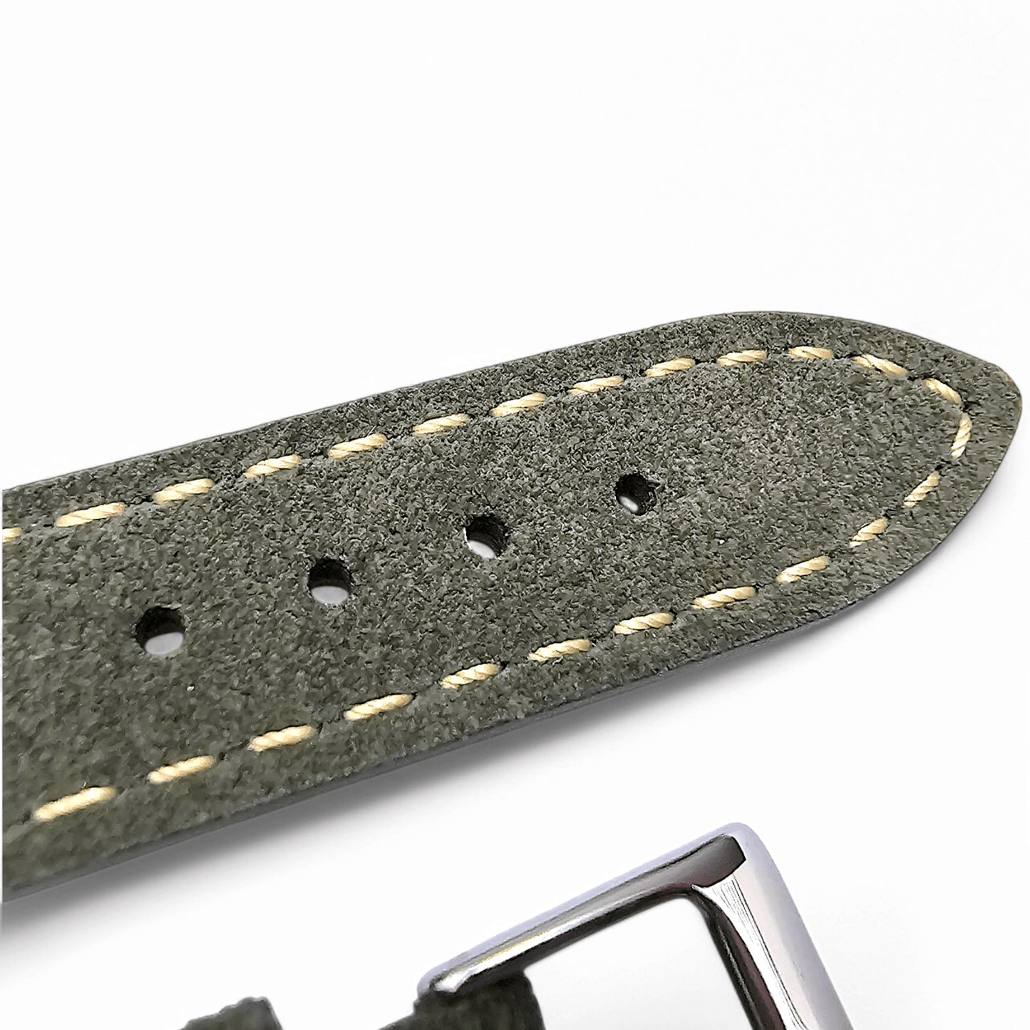 Italian Suede Watch Strap 20mm 22mm Olive Green - Wrist Envy