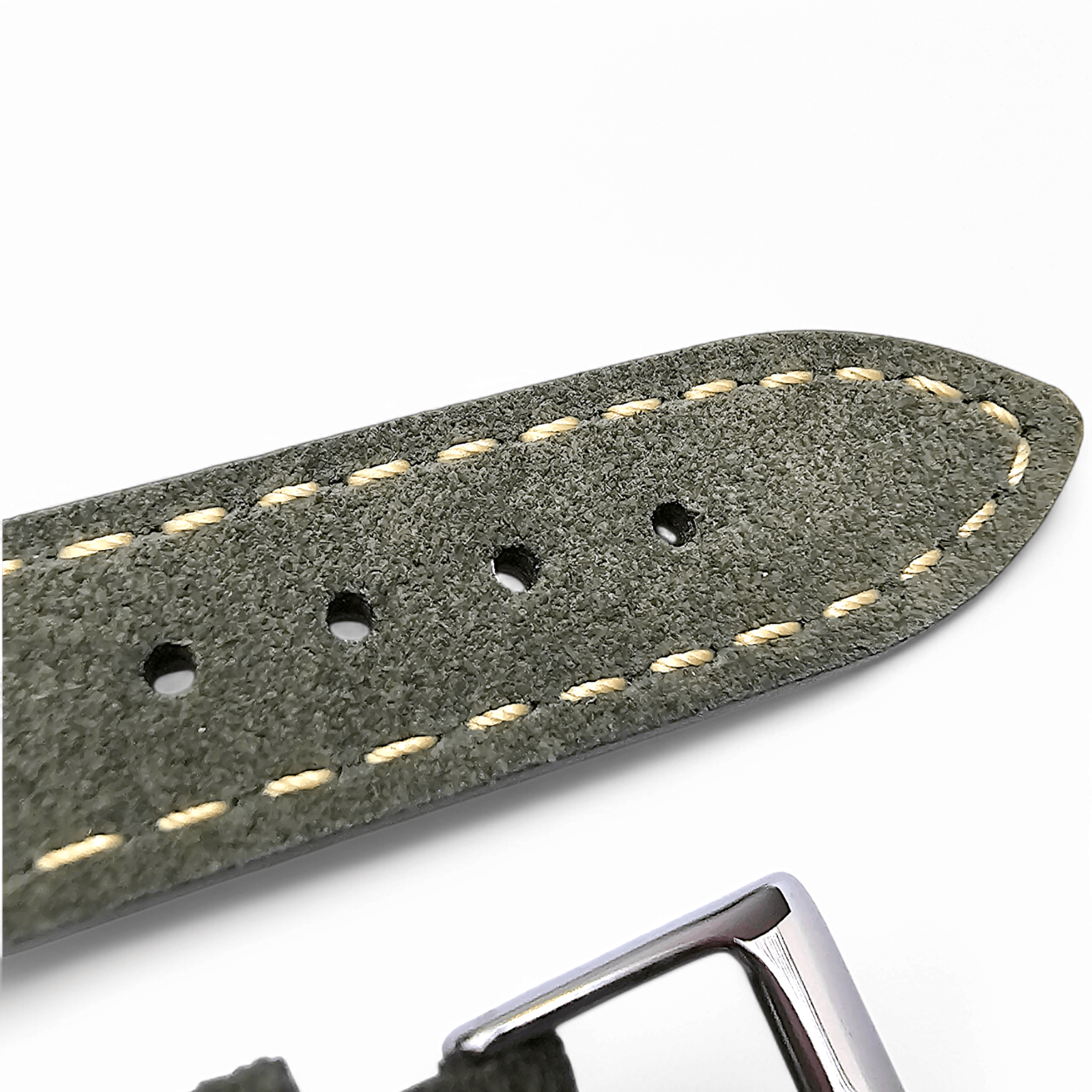 Italian Suede Watch Strap 20mm 22mm Olive Green - Wrist Envy