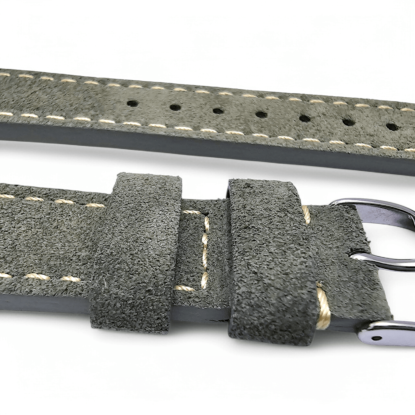 Italian Suede Watch Strap 20mm 22mm Olive Green - Wrist Envy
