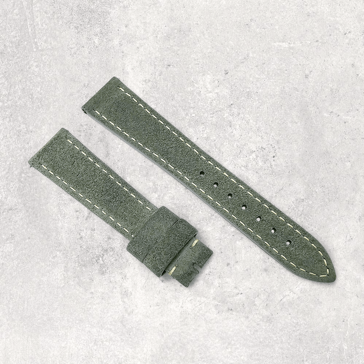 Italian Suede Watch Strap 20mm 22mm Olive Green - Wrist Envy