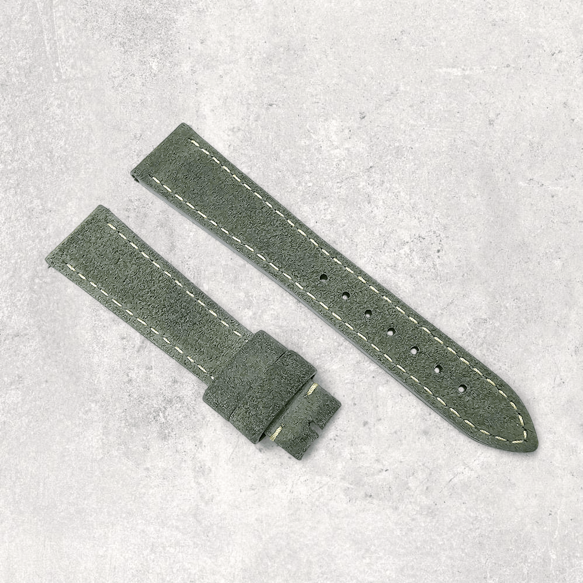 Italian Suede Watch Strap 20mm 22mm Olive Green - Wrist Envy