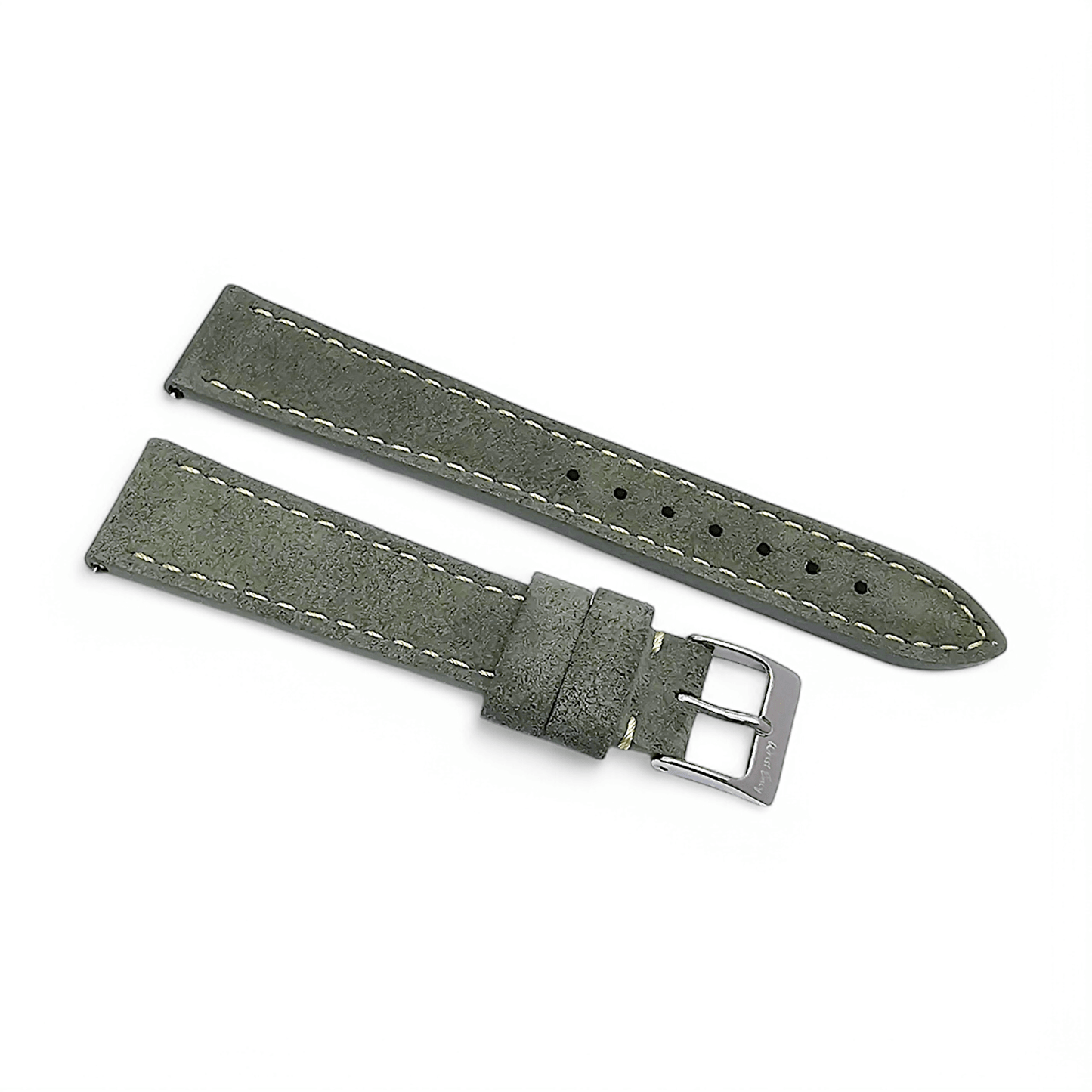 Italian Suede Watch Strap 20mm 22mm Olive Green - Wrist Envy