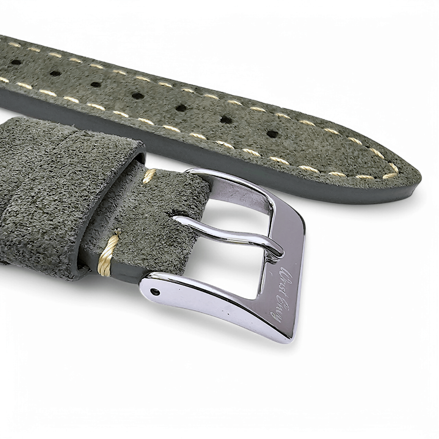 Italian Suede Watch Strap 20mm 22mm Olive Green - Wrist Envy