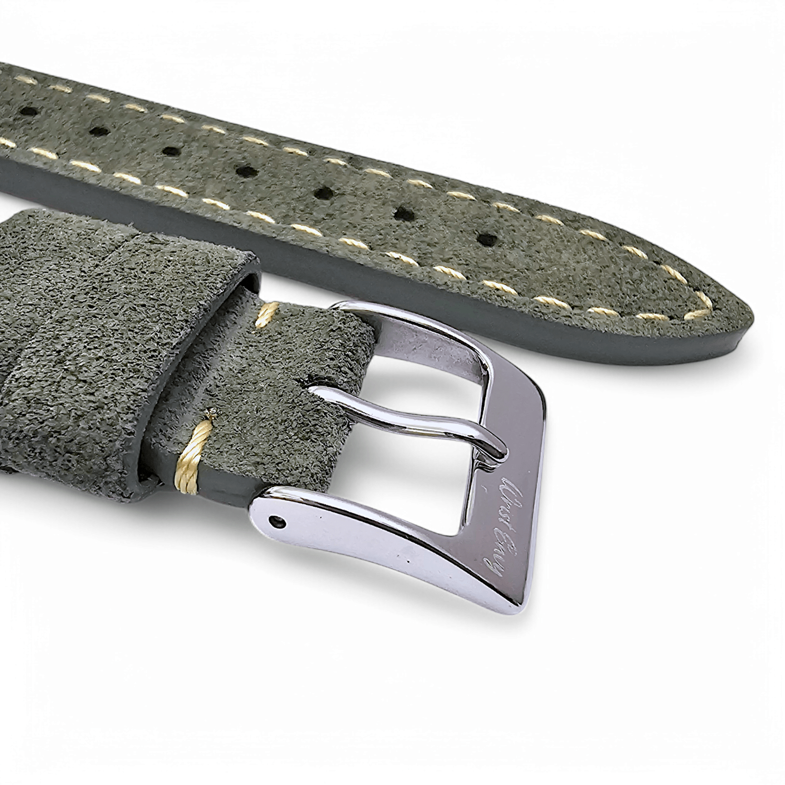 Italian Suede Watch Strap 20mm 22mm Olive Green - Wrist Envy