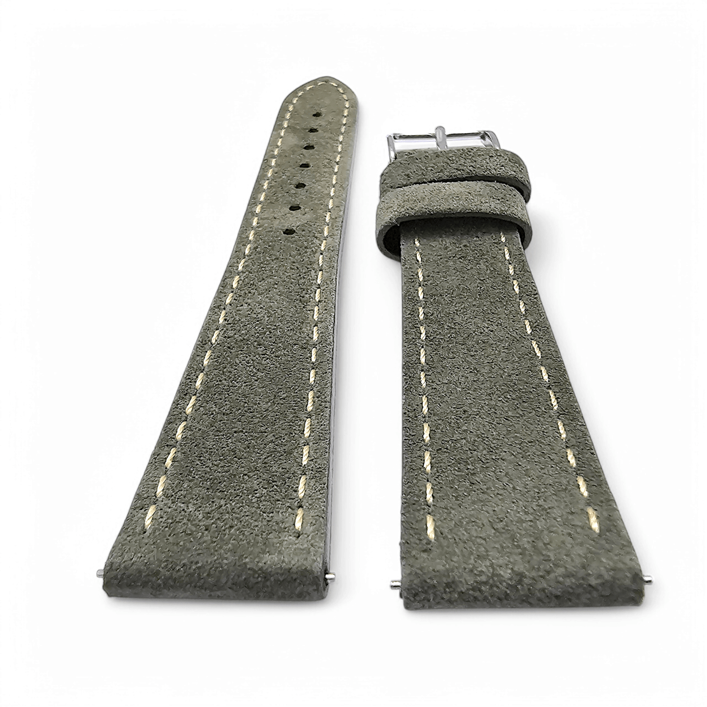 Italian Suede Watch Strap 20mm 22mm Olive Green - Wrist Envy