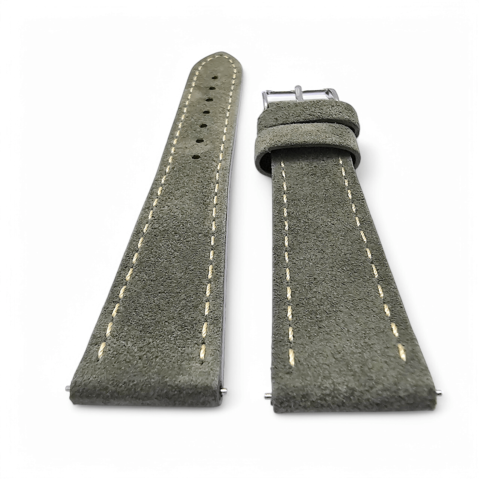 Italian Suede Watch Strap 20mm 22mm Olive Green - Wrist Envy