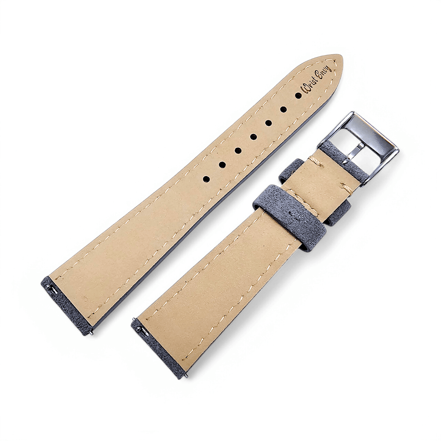 Italian Suede Watch Strap 20mm 22mm Steel Grey - Wrist Envy