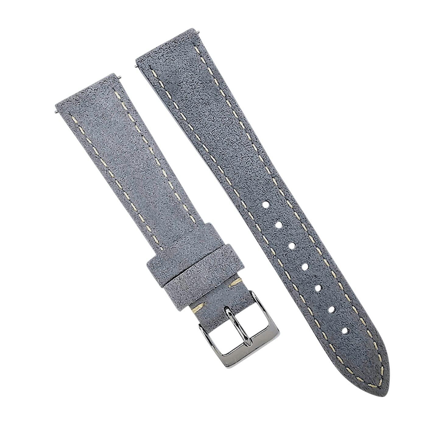 Italian Suede Watch Strap 20mm 22mm Steel Grey - Wrist Envy