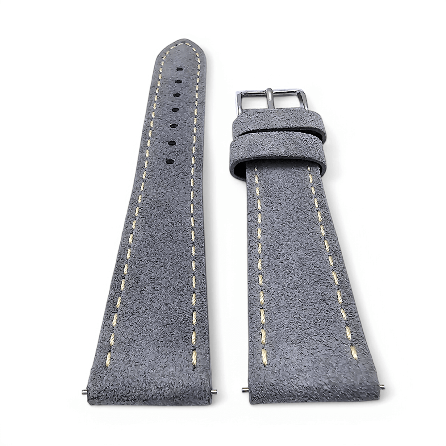 Italian Suede Watch Strap 20mm 22mm Steel Grey - Wrist Envy