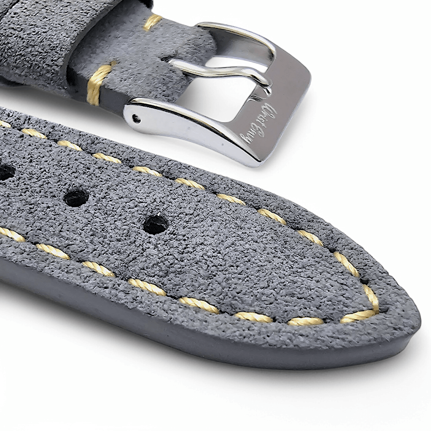 Italian Suede Watch Strap 20mm 22mm Steel Grey - Wrist Envy
